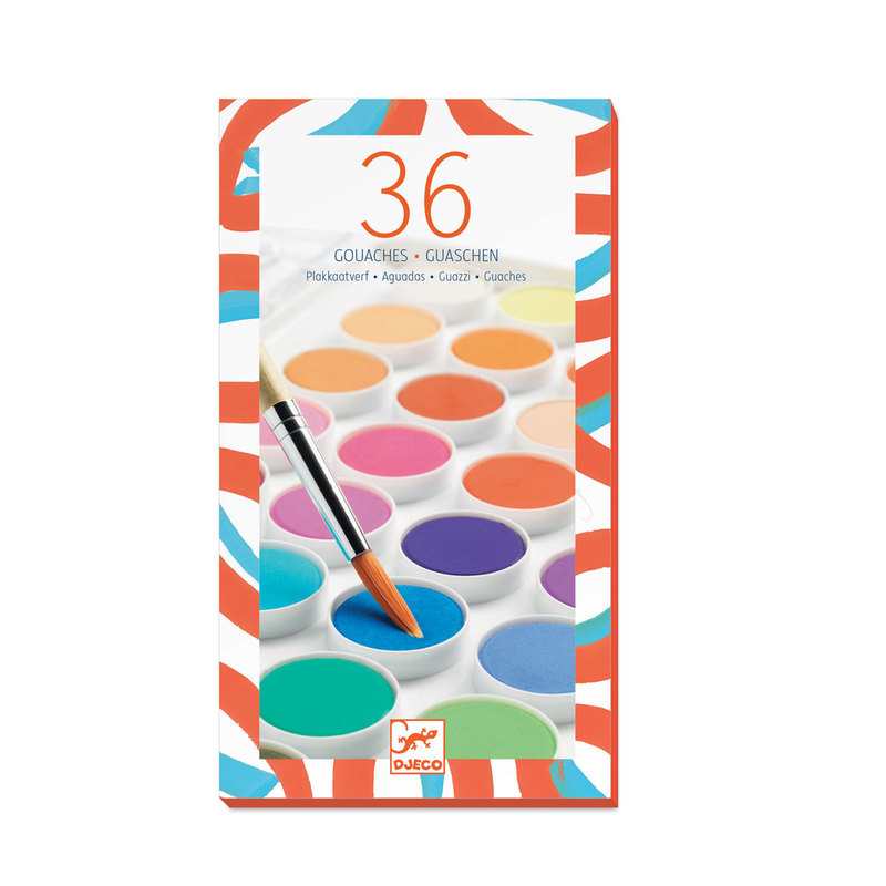 Palette 36 pastilles de gouache et 1 pinceau Djeco