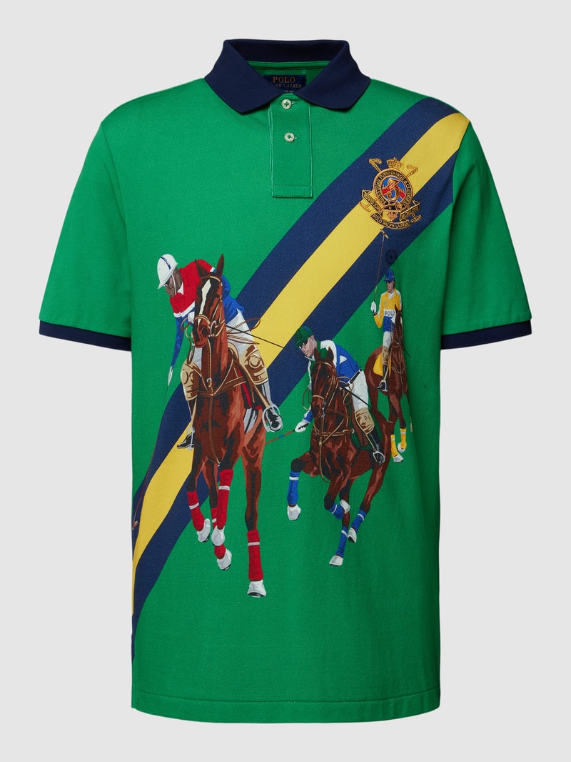 Poloshirt mit Motiv-Print in grün
