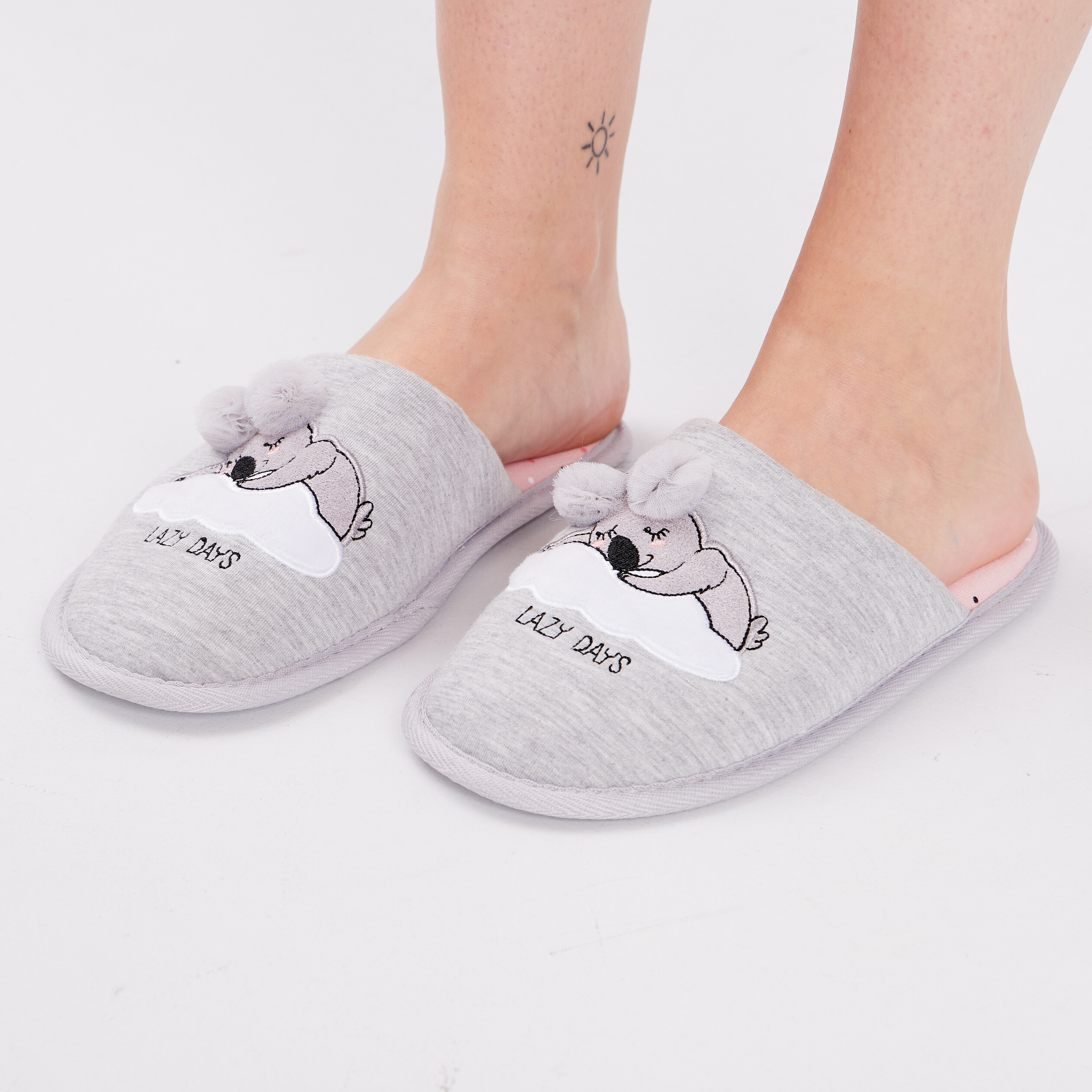Chaussons mules koala gris femme | La Halle