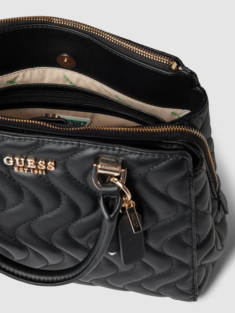 Handtasche mit Strukturmuster und Steppnähten Modell 'SOCIETY' in schwarz