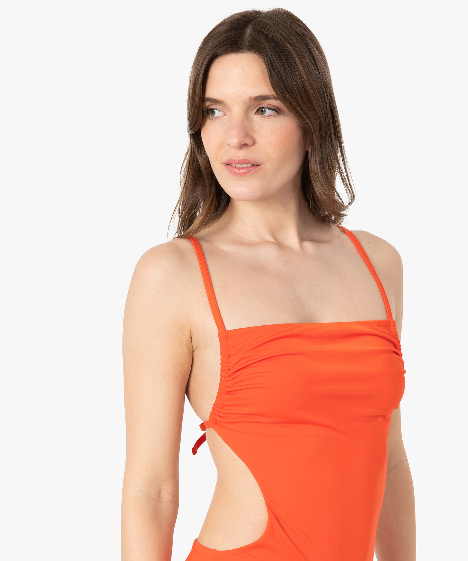 Maillot de bain femme une pièce à bretelles multi-positions rouge | GEMO