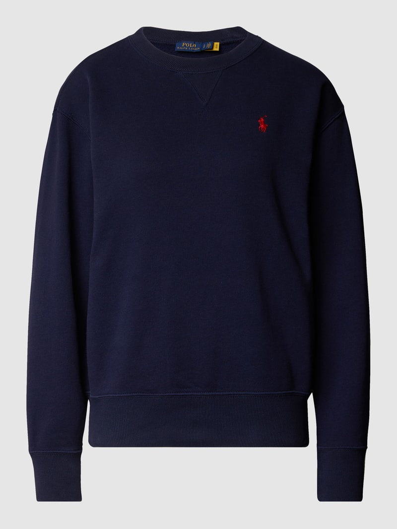 Sweatshirt mit Label-Stitching in dunkelblau