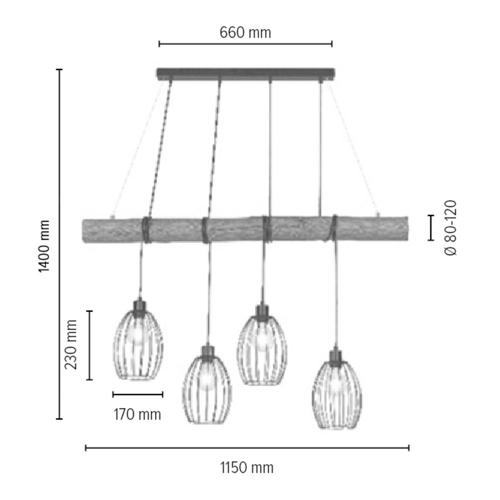 Pendelleuchte Apia 4-flg