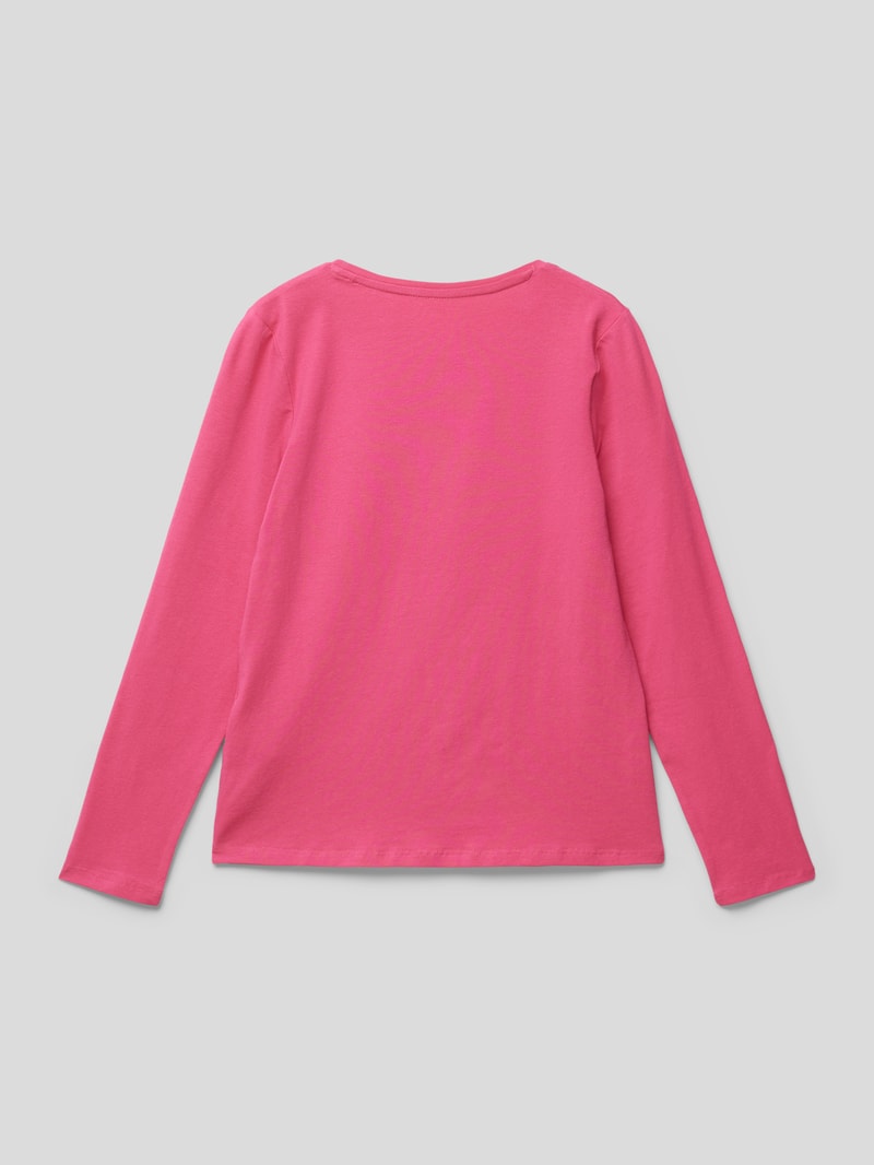 Longsleeve mit Label-Print und Strasssteinen in pink