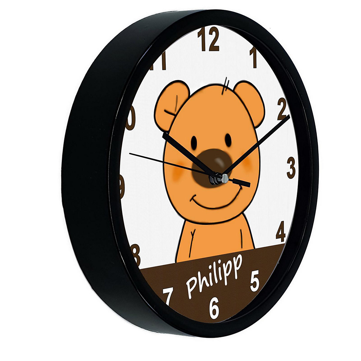 Kinder Wanduhr personalisiert mit Name Teddy Bär