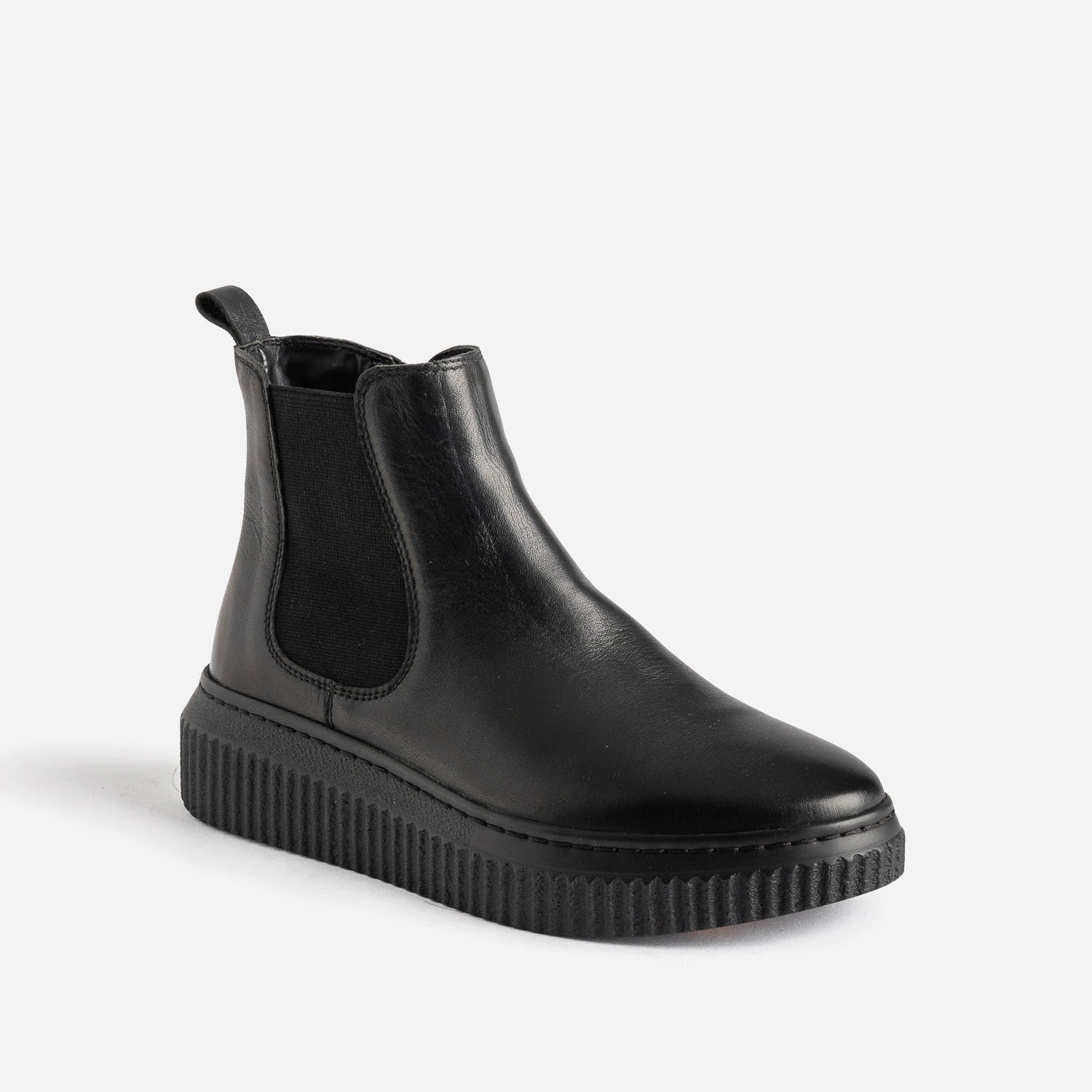 Boots noir en cuir à plateforme
