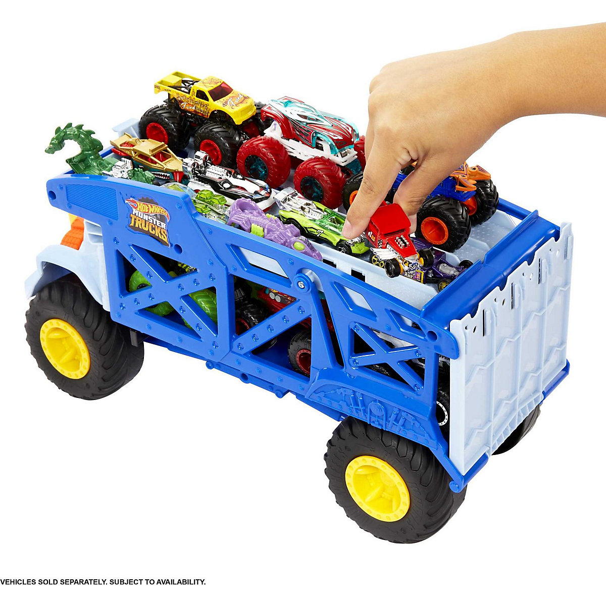 Hot Wheels Monster Trucks Transporter Nashorn, Schlepper, Geschenk für Kinder ab 3 Jahren