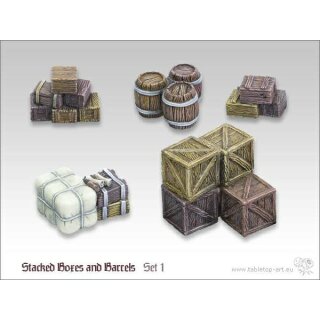 Kisten und Fässerstapel Set 1 (5)