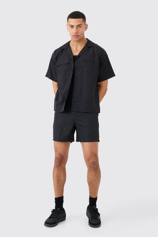 Nylon Hemd & Shorts in Knitteroptik