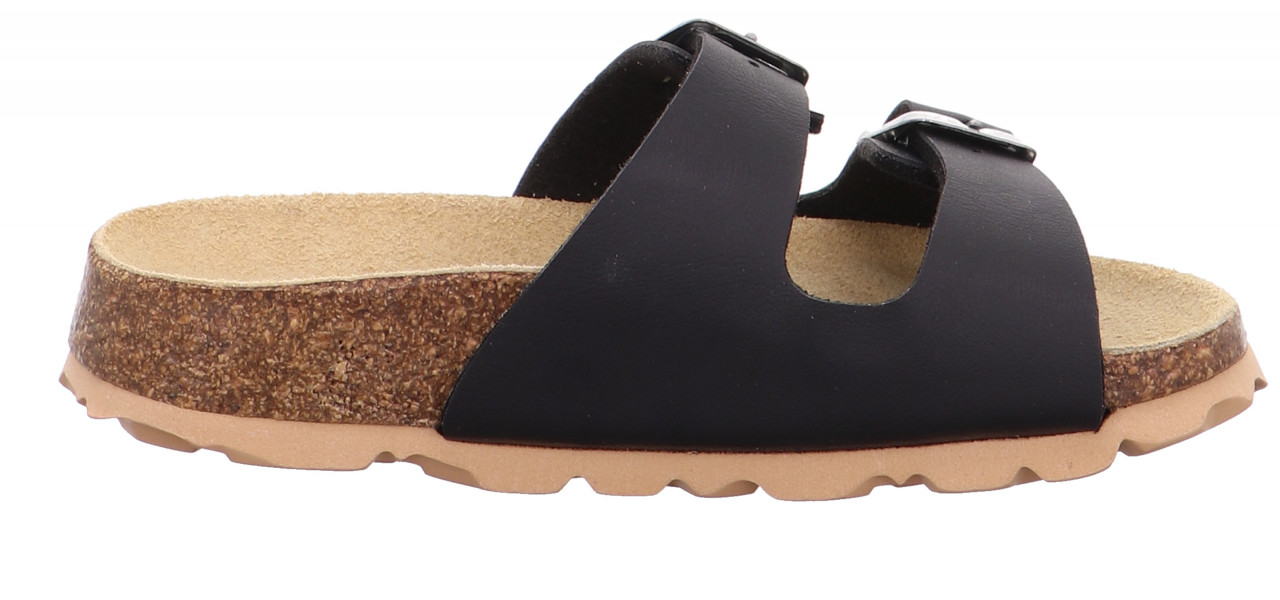 FUSSBETTPANTOFFEL - Schwarz Pantoffel mit Schnalle