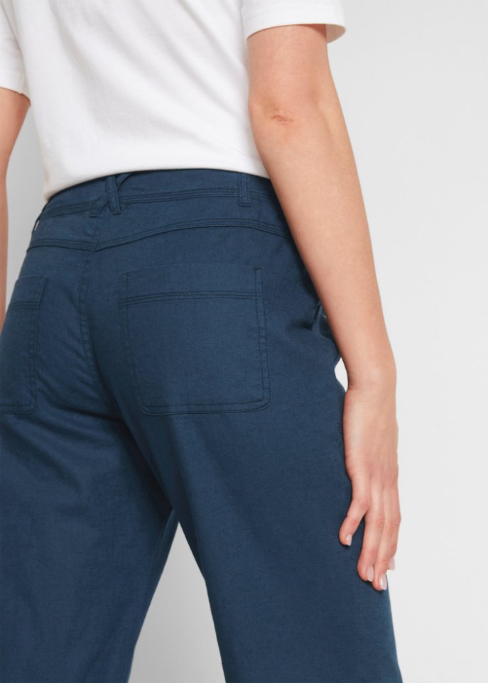 3/4 Hose mit Leinen und Bequembund, Loose-Fit