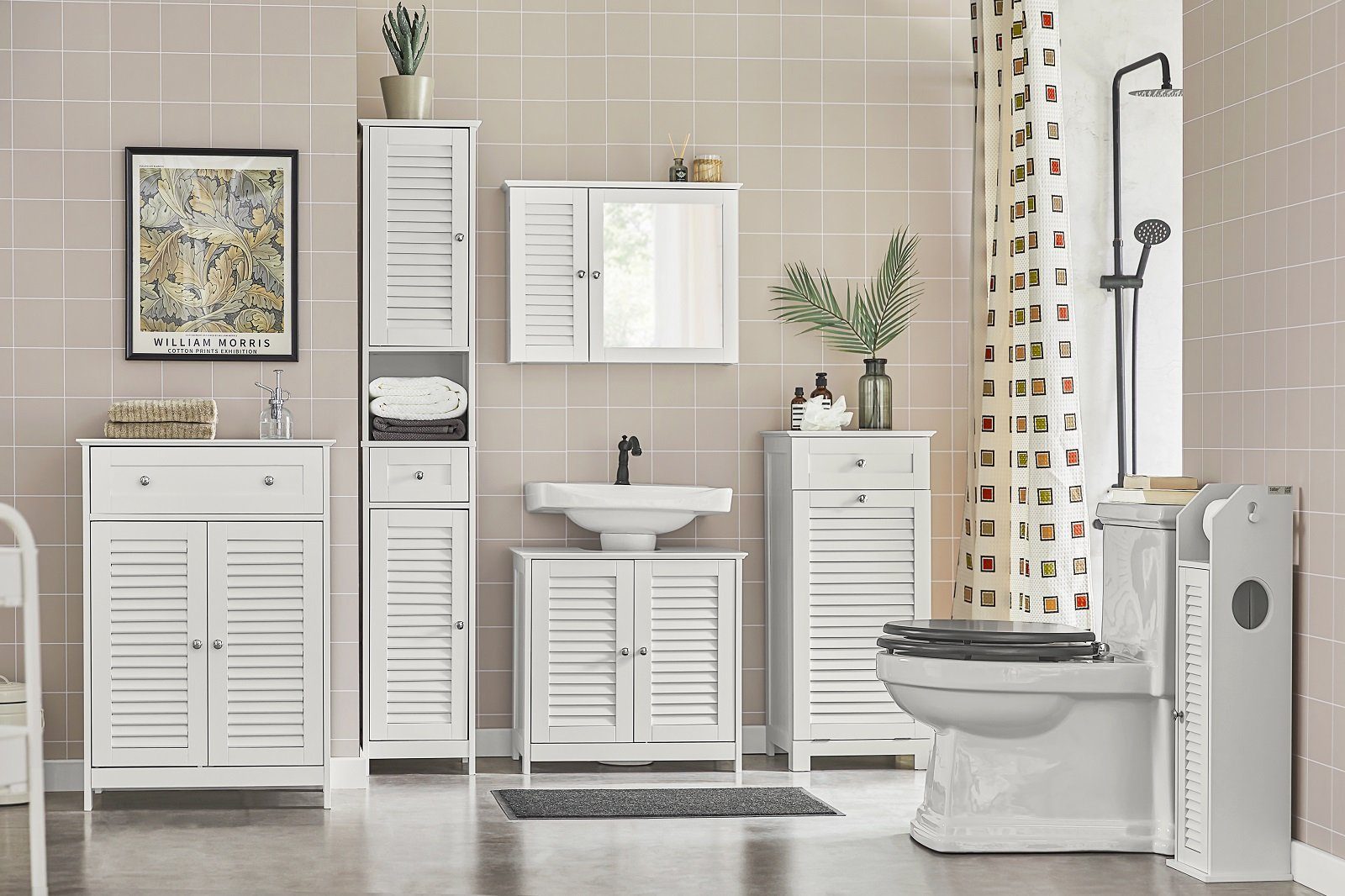 SoBuy Wäscheschrank BZR73 mit ausklappbarem Wäschesäcken Wäschesammler Wäschetruhe Badschrank