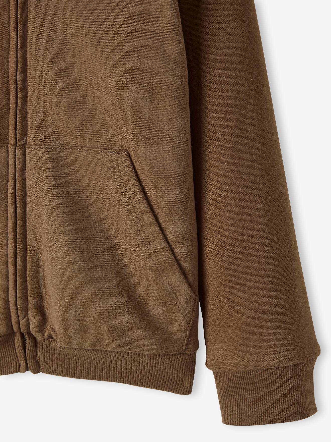 Vertbaudet Jungen Kapuzensweatjacke, Teddyfleece-Futter - grau meliert