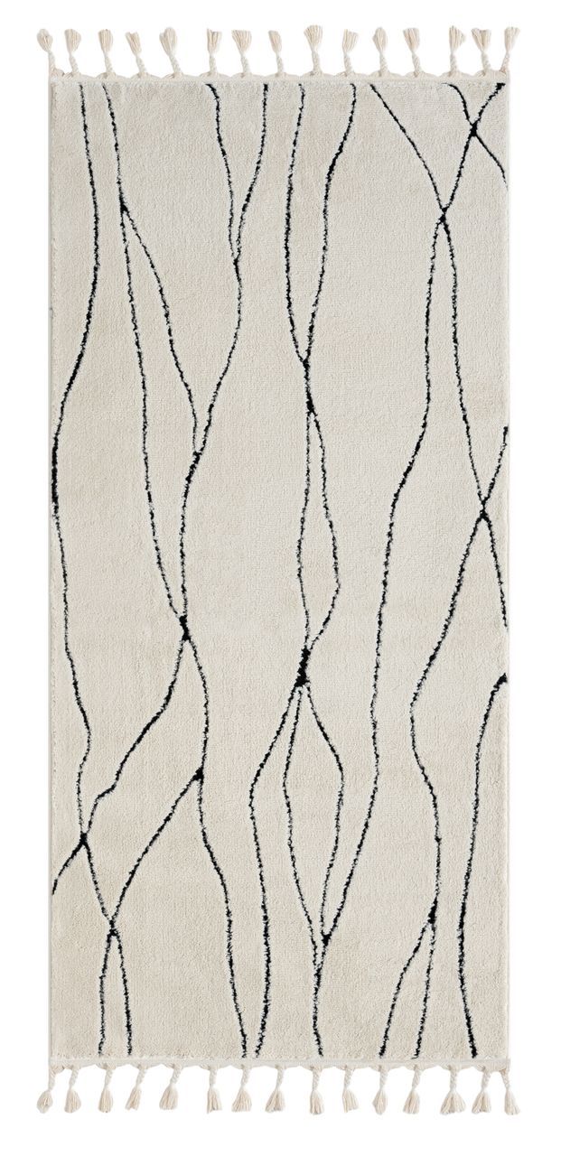 MyFlair Teppich Moroccan Happiness, 100 cm x 200 cm, Farbe weiß, rechteckig, Florhöhe 19mm