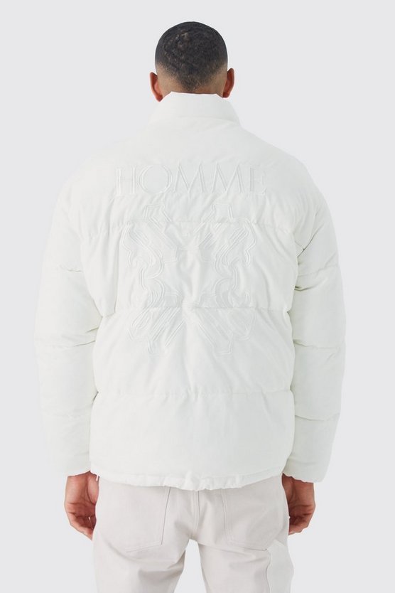 Tall Oversize Nylon-Steppjacke mit Stickerei