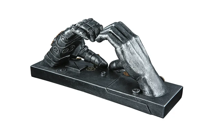 Casablanca Steampunk Poly Skulptur Hand Herzform H=16cm silberfarben