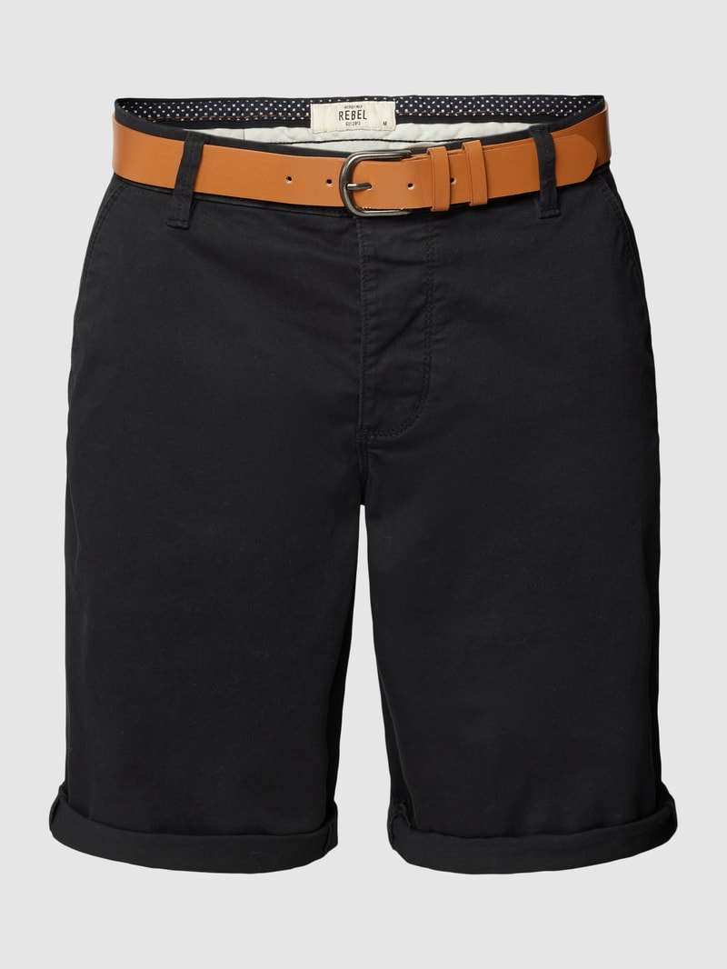 Chinoshorts inklusive Gürtel Modell 'Mike' in schwarz