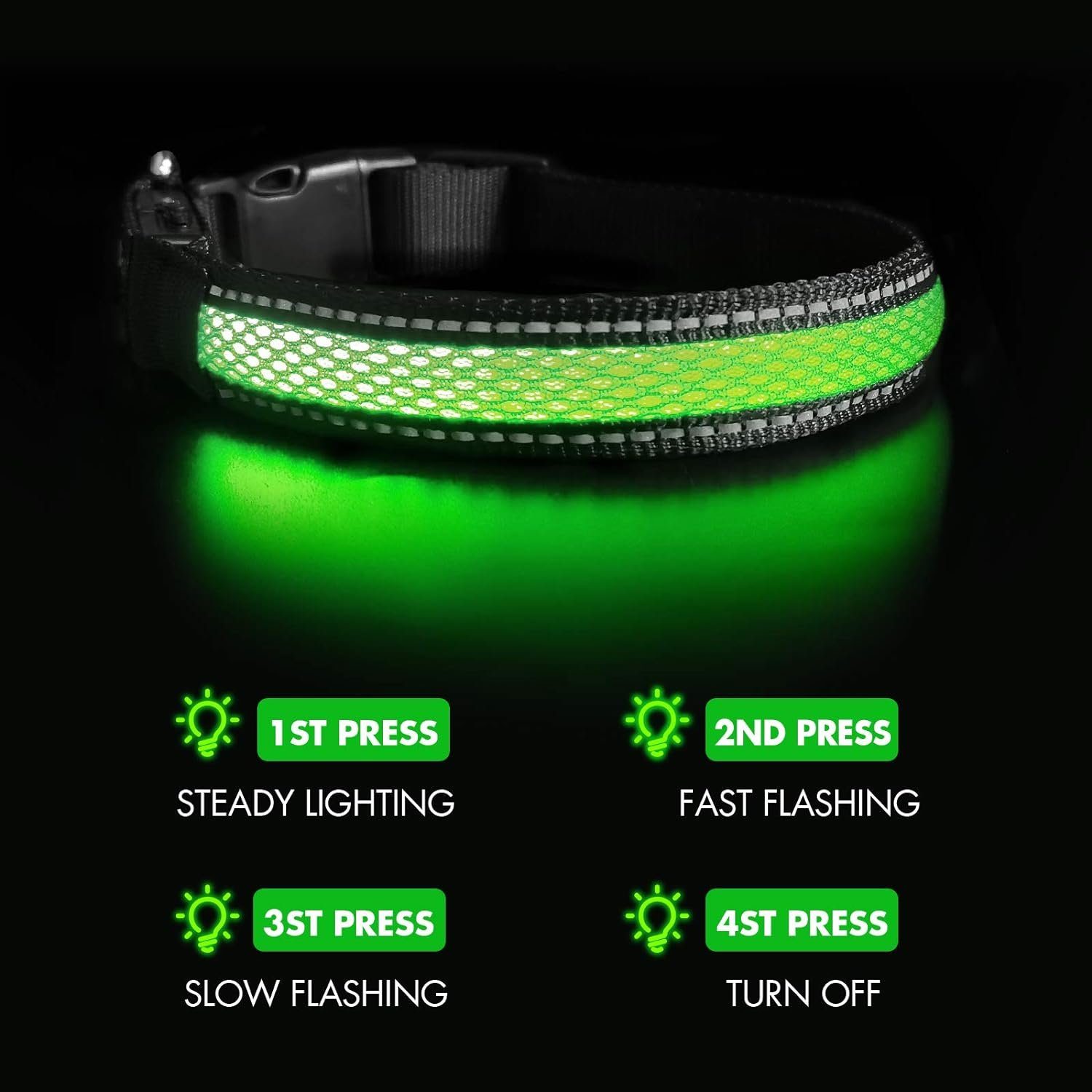 Ciskotu Hunde-Halsband Leuchthalsband Hunde Aufladbar,Hundehalsband Leuchtend Wasserdicht, mit 3 Beleuchtungsmodi, Verstellbare LED Halsband