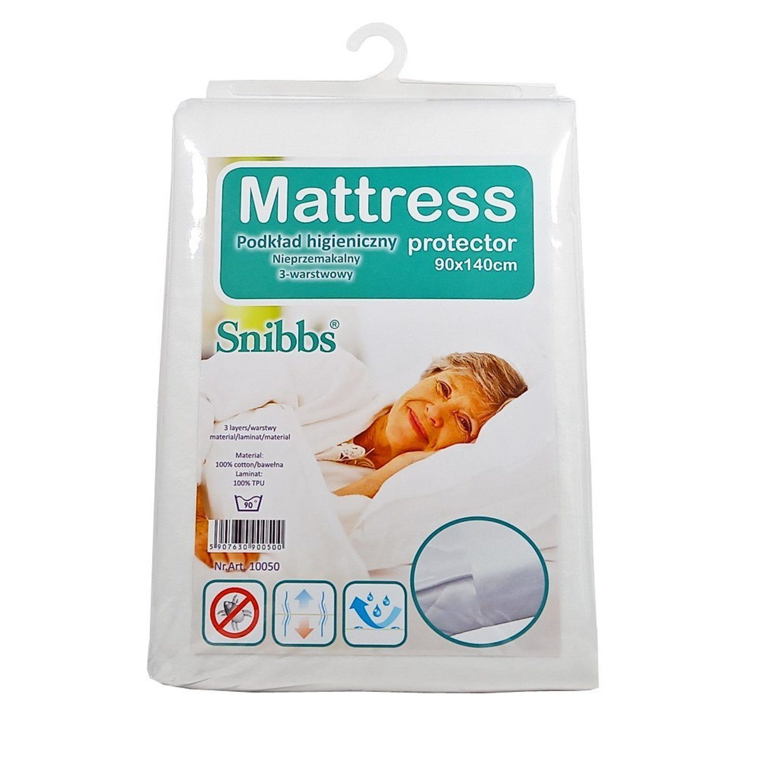 Matratzenschutzbezug Snibbs, Hygieneauflage wasserdicht 90x140 cm weiß