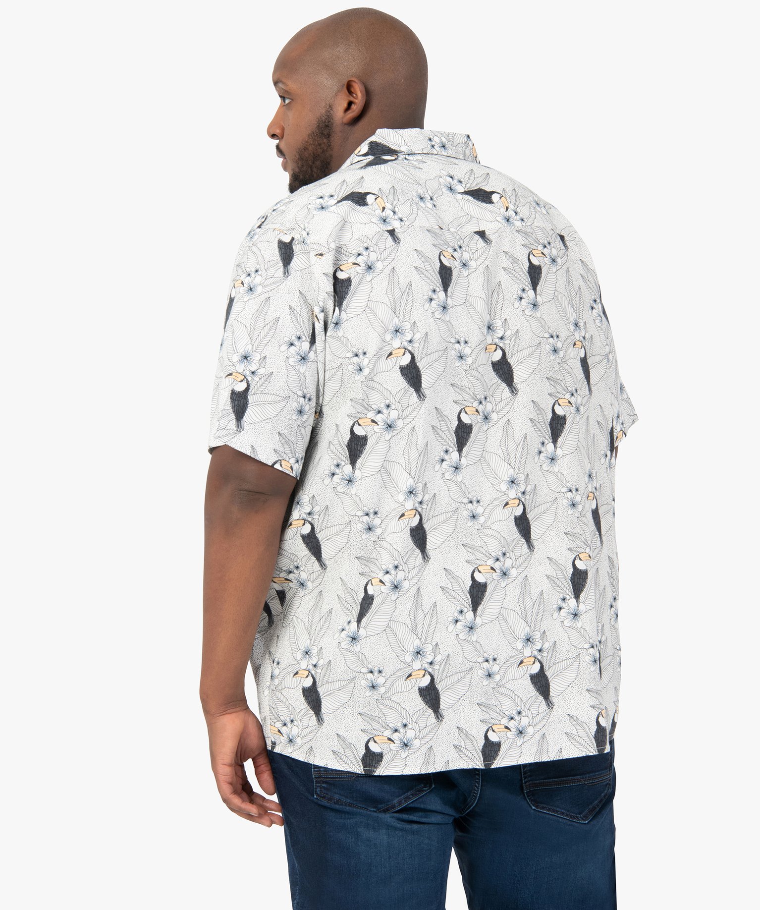 Chemise homme grande taille à motifs fleuris blanc | GEMO