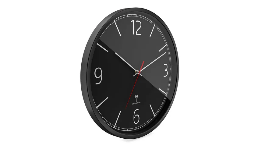 Mebus Funk Wanduhr Ø 30cm schwarz/schwarz