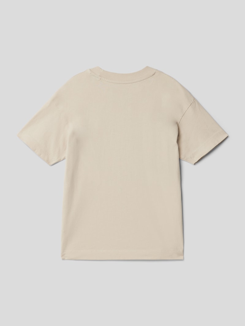 T-Shirt mit geripptem Rundhalsausschnitt Modell 'JORDUST' in ecru