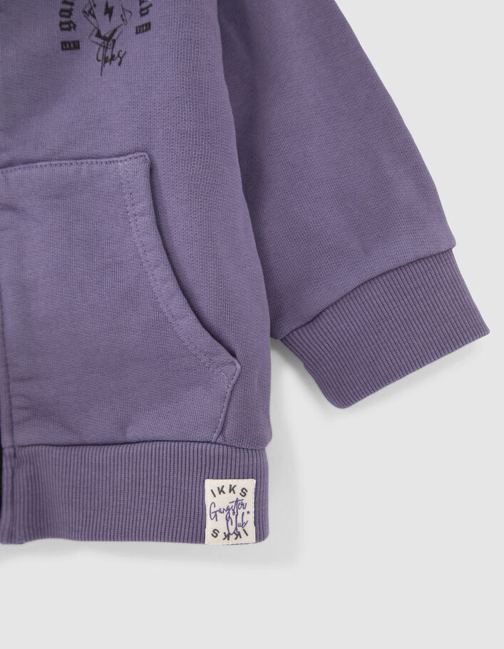 Cardigan violet print dos à capuche bébé garçon