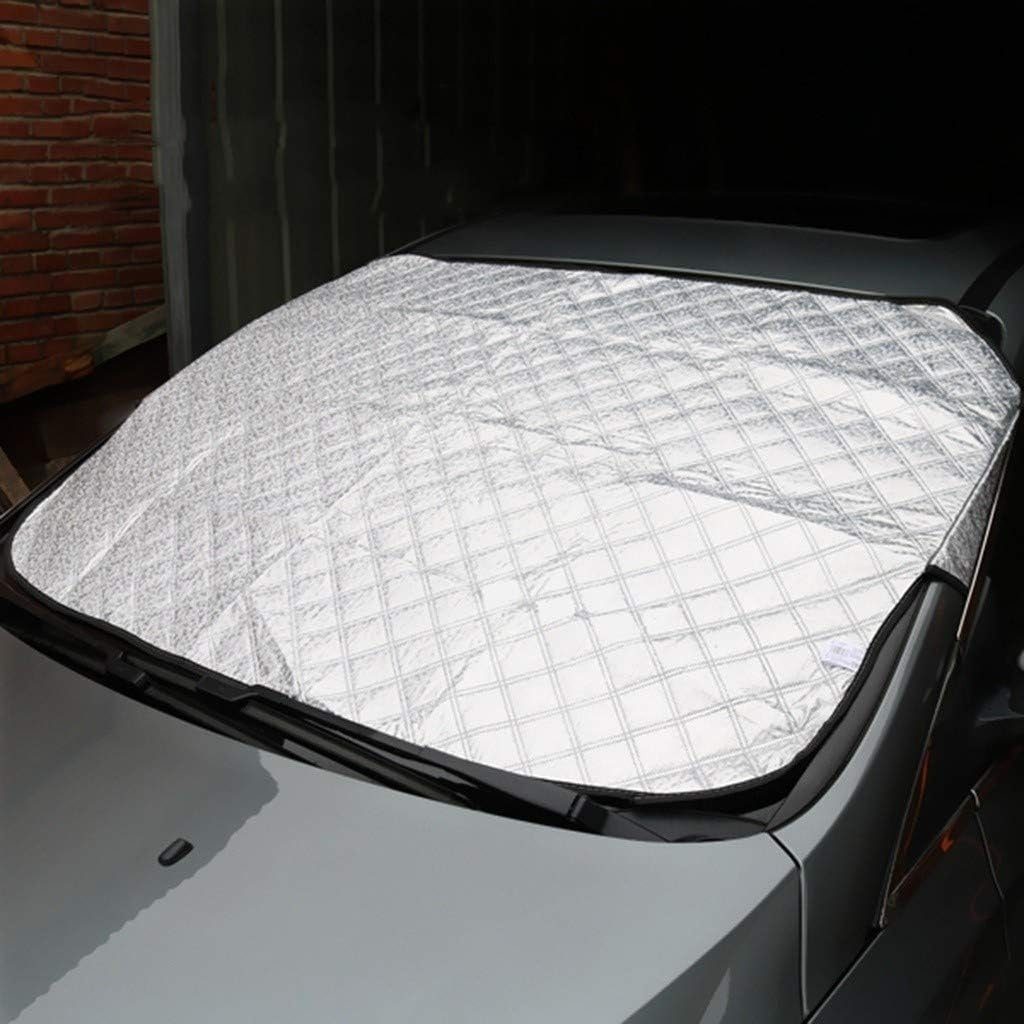 YUHRO Autosonnenschutz Abdeckung der Windschutzscheibe, Sonnenschutzdach aus Aluminiumfolie., 143 x 93 cm, Staubdicht, regensicher, frostsicher, wasserdicht,zusammenklappbar