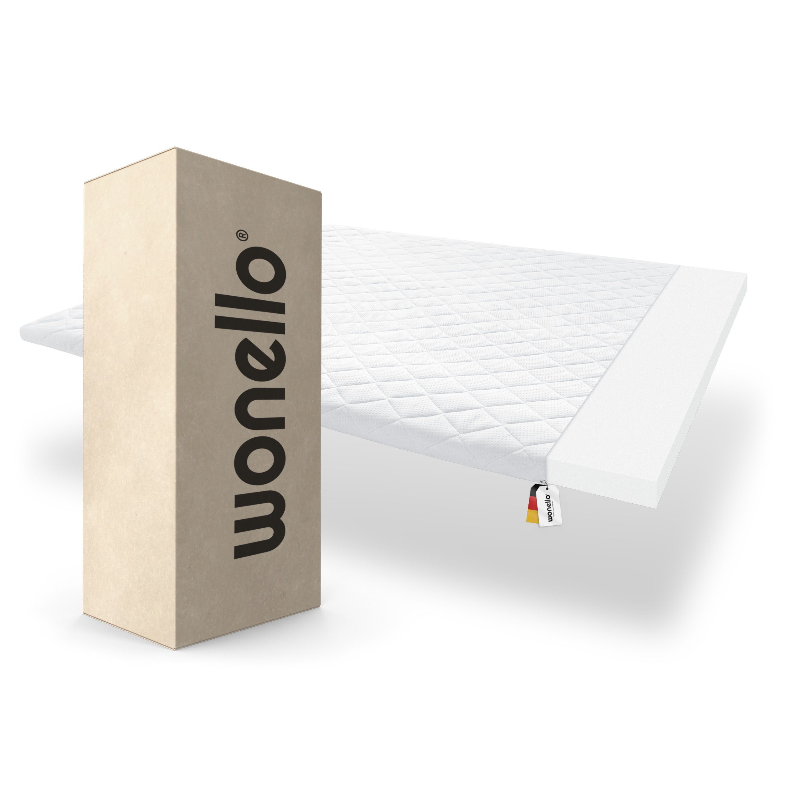 Topper Classic, wonello, 5 cm hoch, Komfortschaum, (für Bett und Boxspringbett), Made in Germany, bequemer Matratzentopper 80x200cm, waschbar bei 60°C