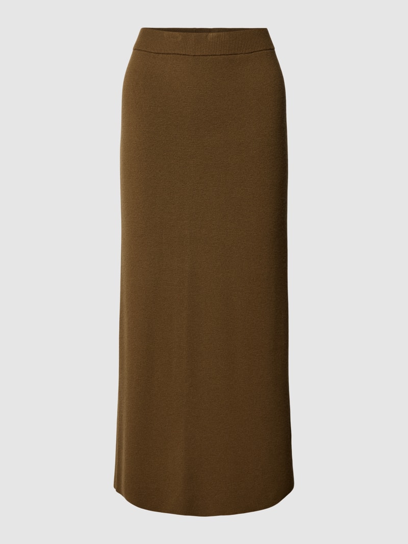 Maxirock aus Schurwoll-Mix in khaki