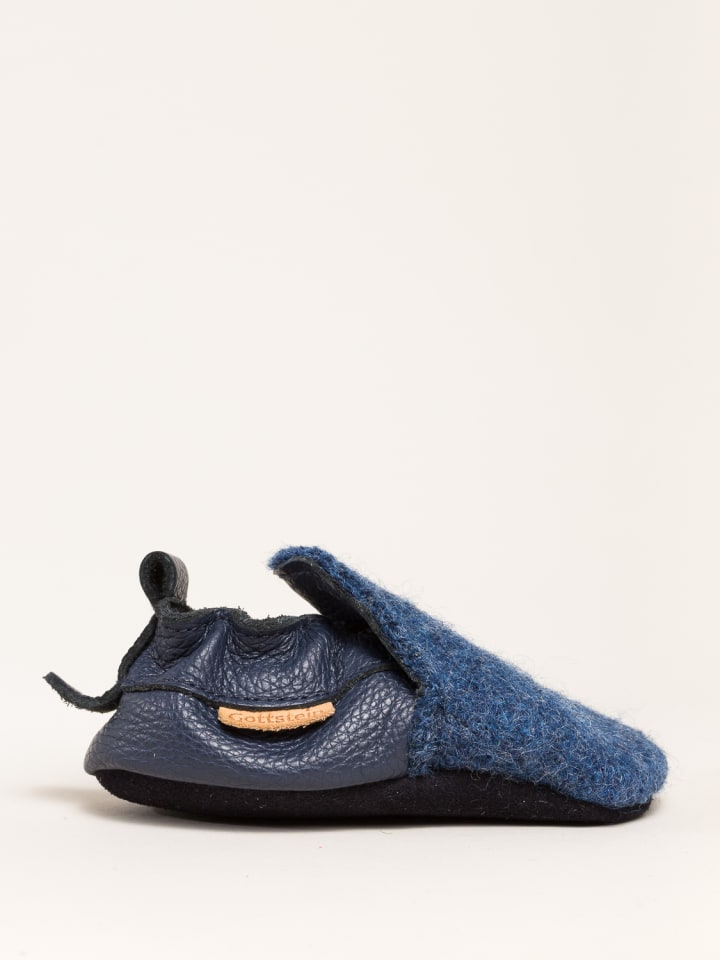 Gottstein Krabbelschuhe Plain in blau günstig kaufen