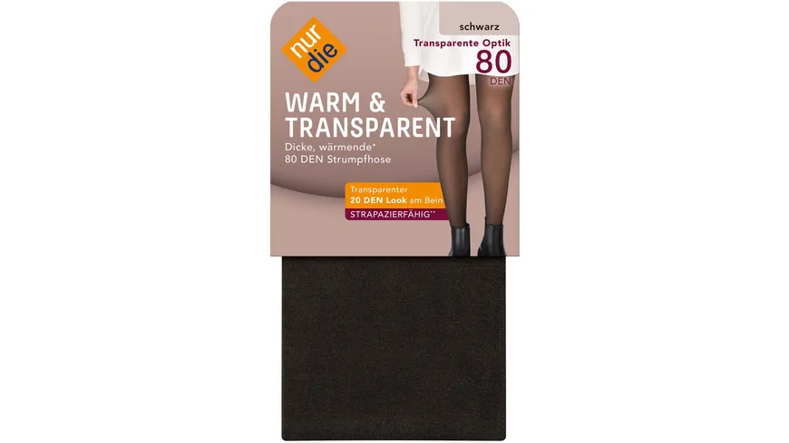 NUR DIE Damen Feinstrumpfhose Warm & Transparent 80 DEN schwarz