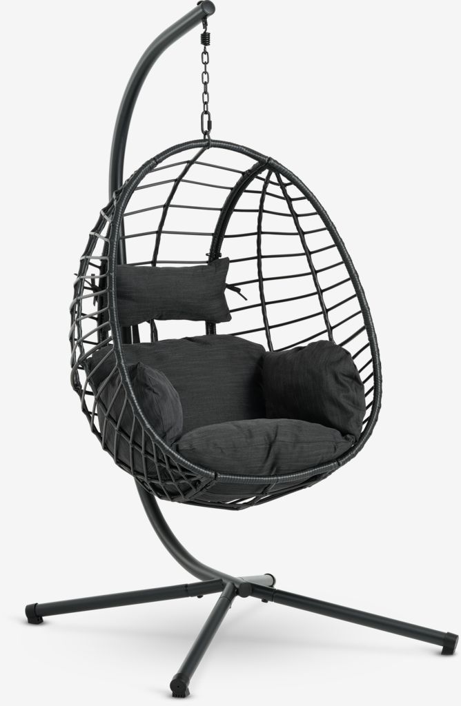 Cadeira suspensa BORK BORK, 96 cm de largura x 192 cm de altura x 124 cm de profundidade, preta.