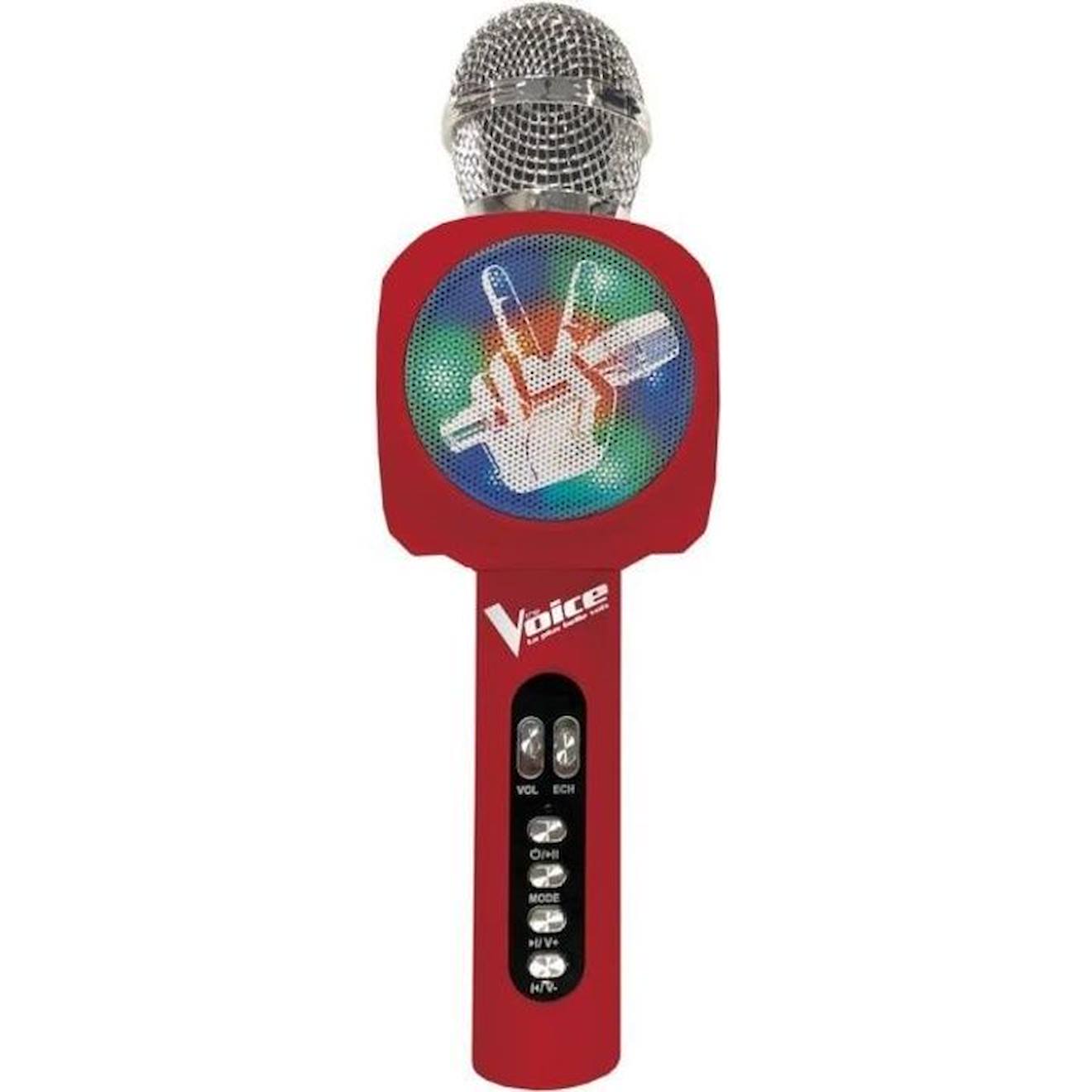 Micro Karaoké sans fil avec enceinte Bluetooth® intégrée The Voice, avec effets lumineux et fonction changement de voix noir