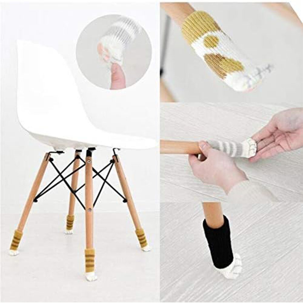 KINOMI Stuhlsocke 24 Socken für Stühle Möbel Zubehör Katzenpfoten, (Set, 24 St), Katzenpfoten Süß Anti-Rutsch Stuhlbeinsocke Bodenschutz (6 Sätze)