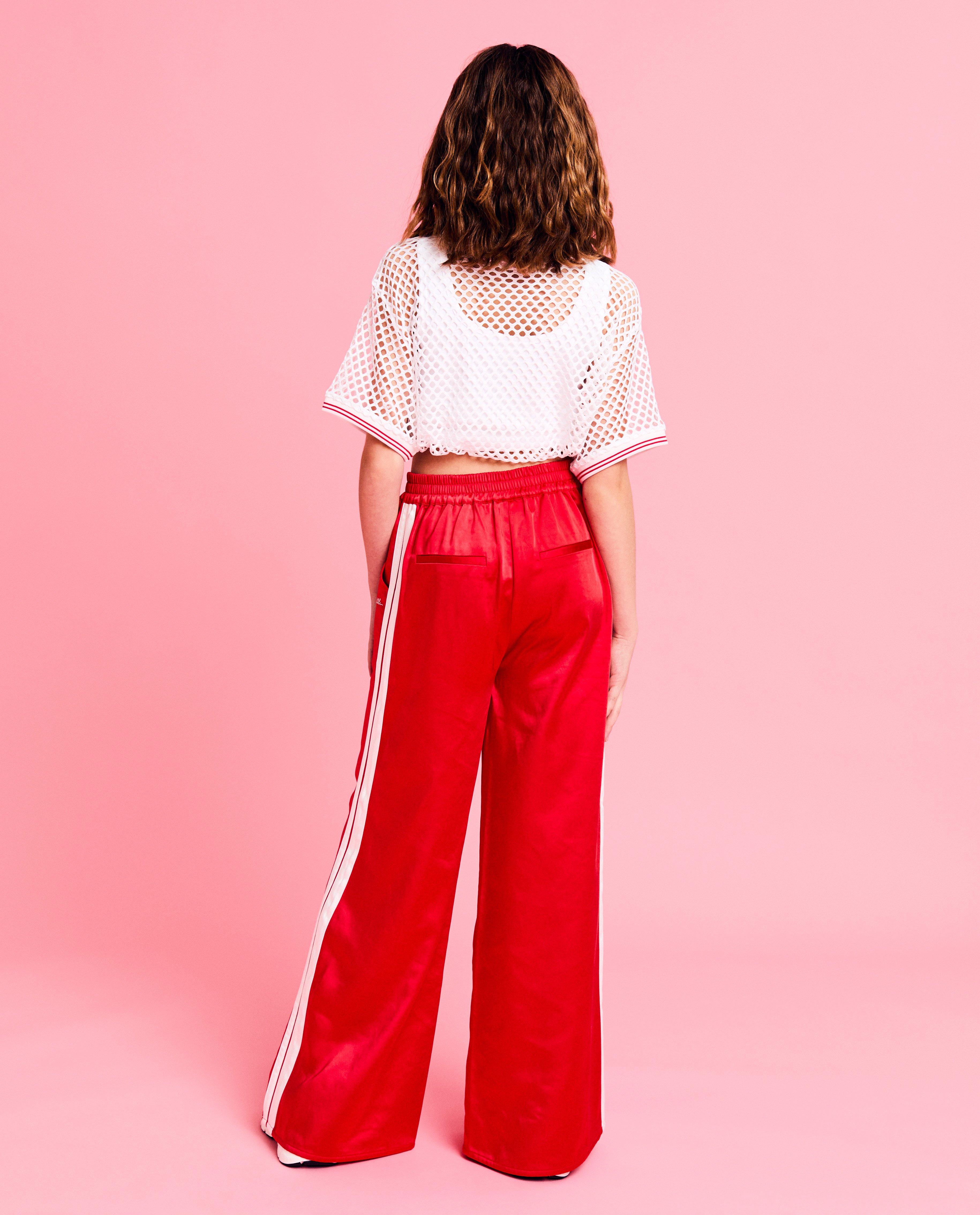 Pantaloni CAMILLE din satin, croială largă, 6-14 ani, roșii