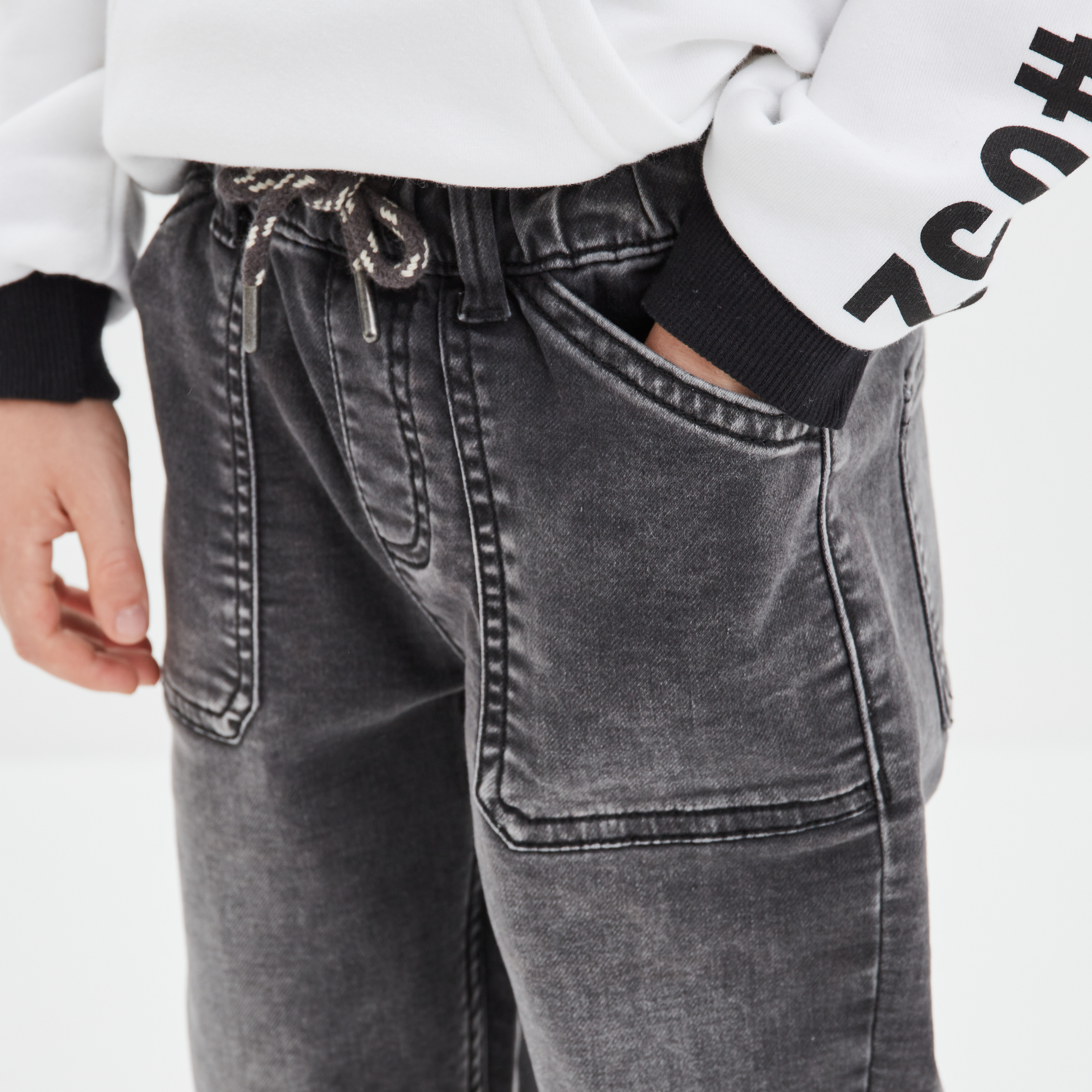 Jeans jogger taille élastiquée Creeks denim gris garçon | La Halle