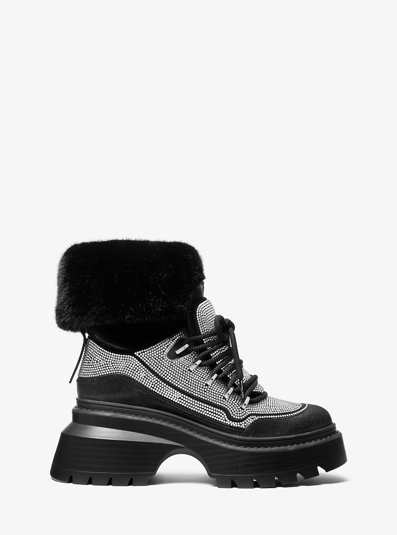 Shiloh Embellished Mixed-Media Boot – SVART