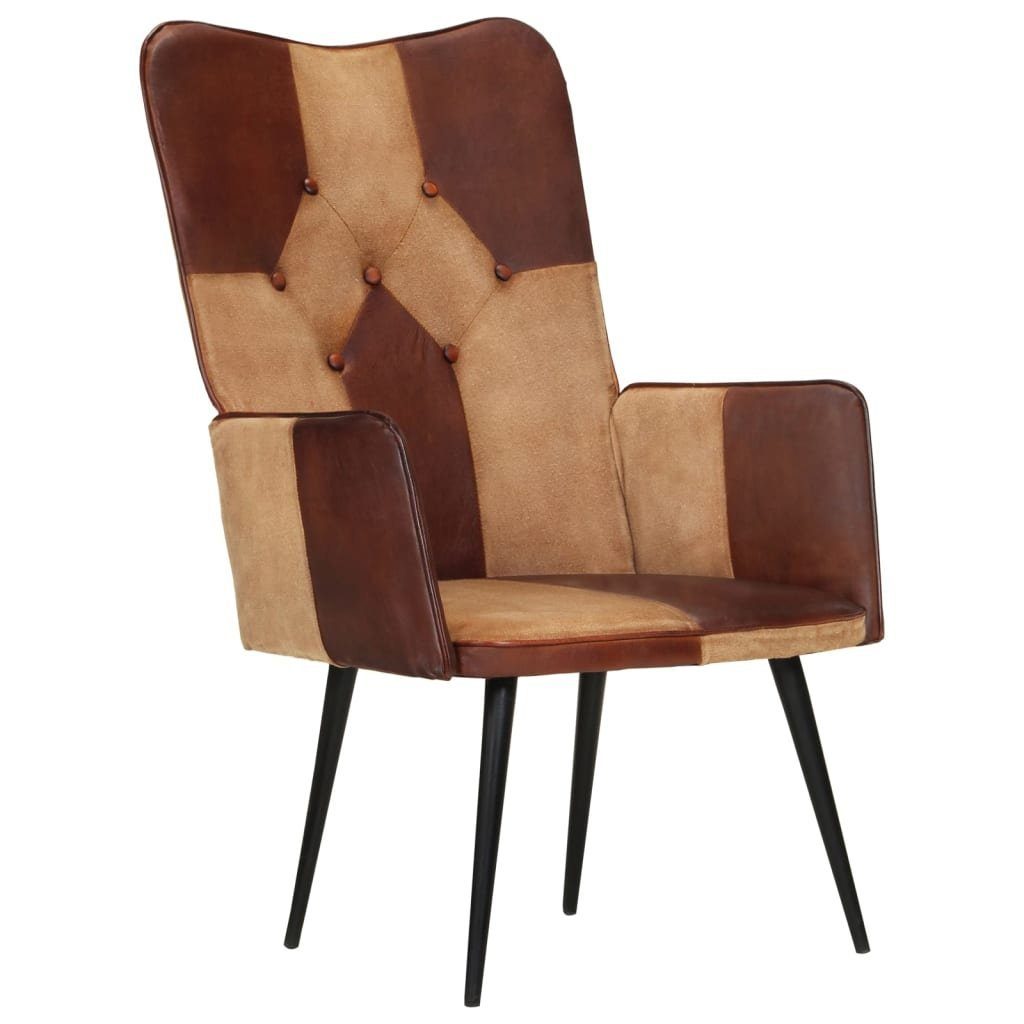 vidaXL Sessel Ohrensessel Braun Echtleder (1-St)