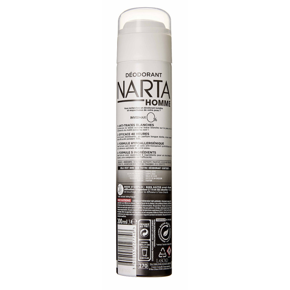NARTA Narta Homme Invisimax Déodorant Anti-traces blanches 48h