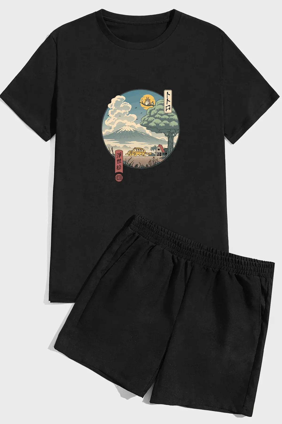 uyguntarz  Shorts-Set mit Ukiyo-e-Print des Nachbarn