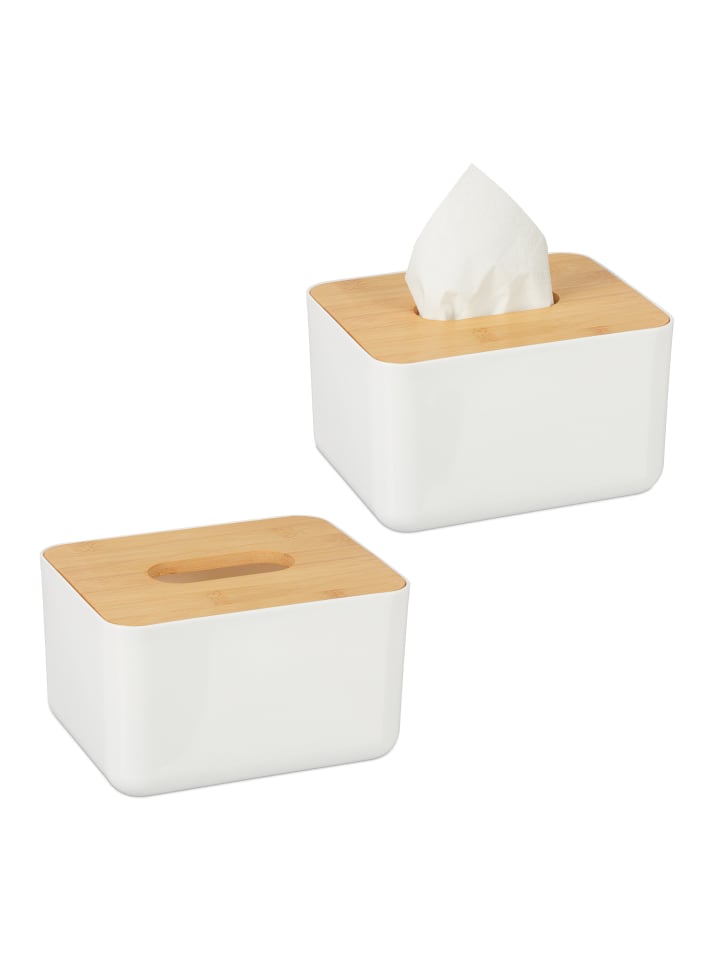 relaxdays 2x Tücherbox in Weiß/ Natur günstig kaufen onesize