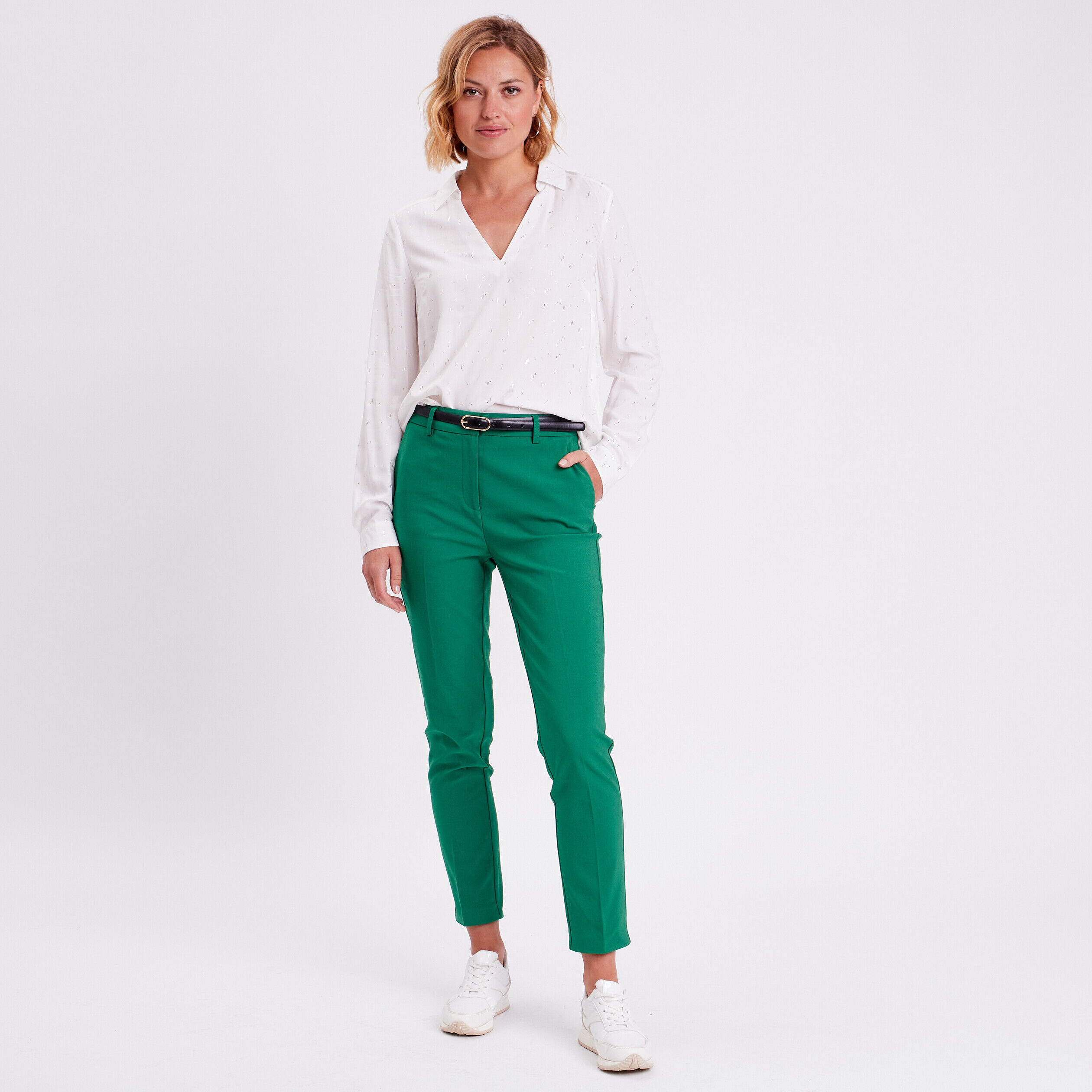Blouse manches longues blanc femme | Cache Cache