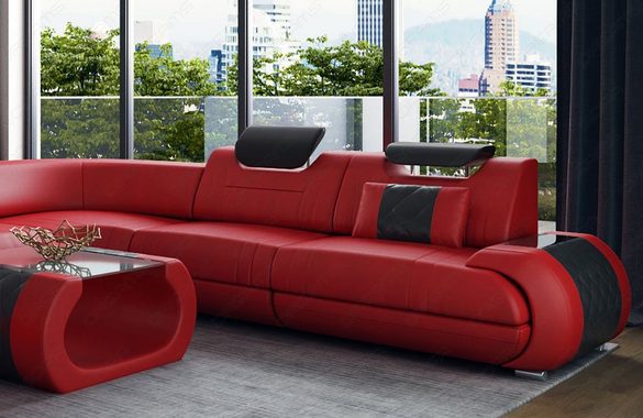 Sofa Dreams Wohnlandschaft Sofa Ledercouch Leder Rimini XXL U Form Ledersofa, Couch, mit LED, wahlweise mit Bettfunktion als Schlafsofa, Designersofa