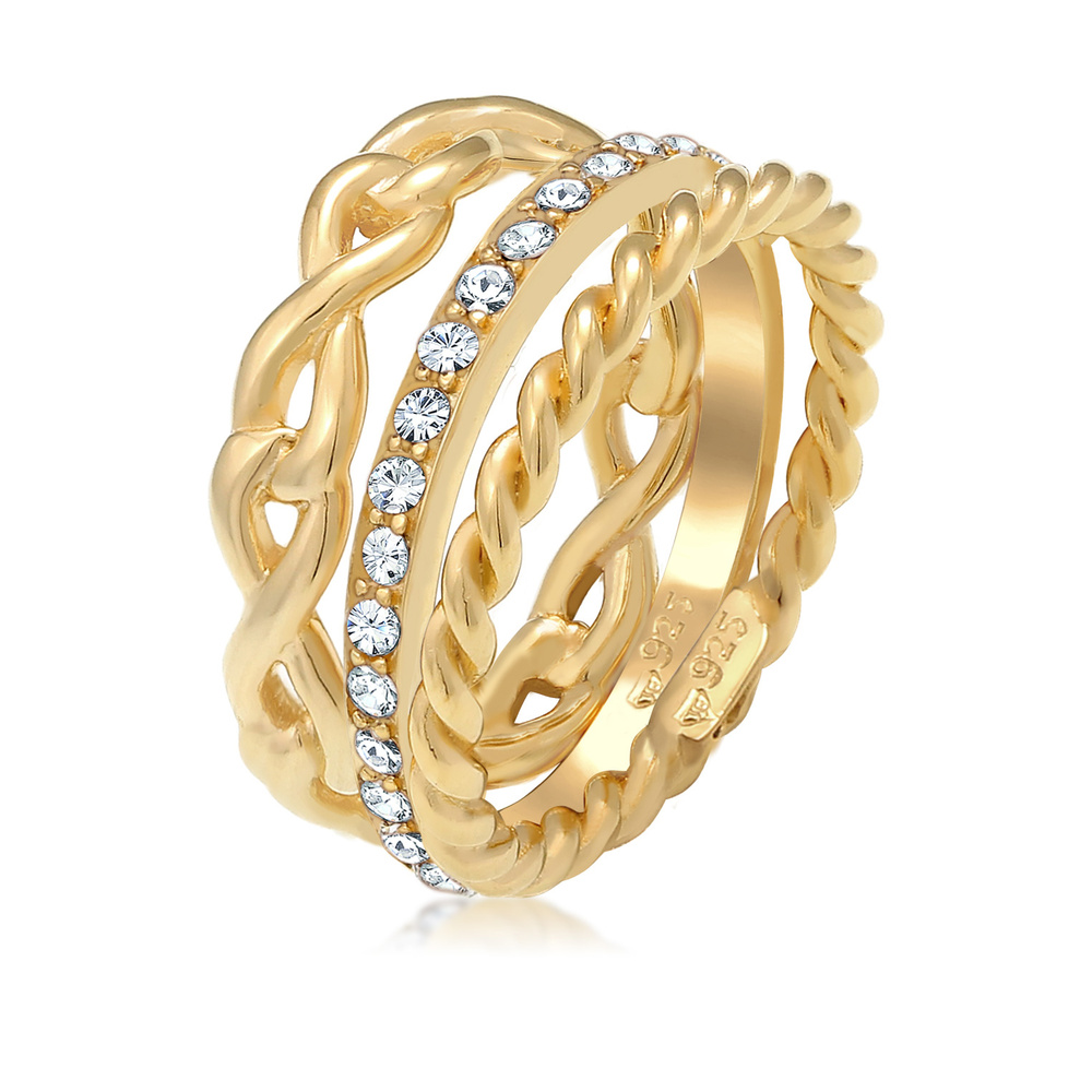 Elli Elli Bague Infinity Cristaux Bague Femme - (925/1000) Argent Bague