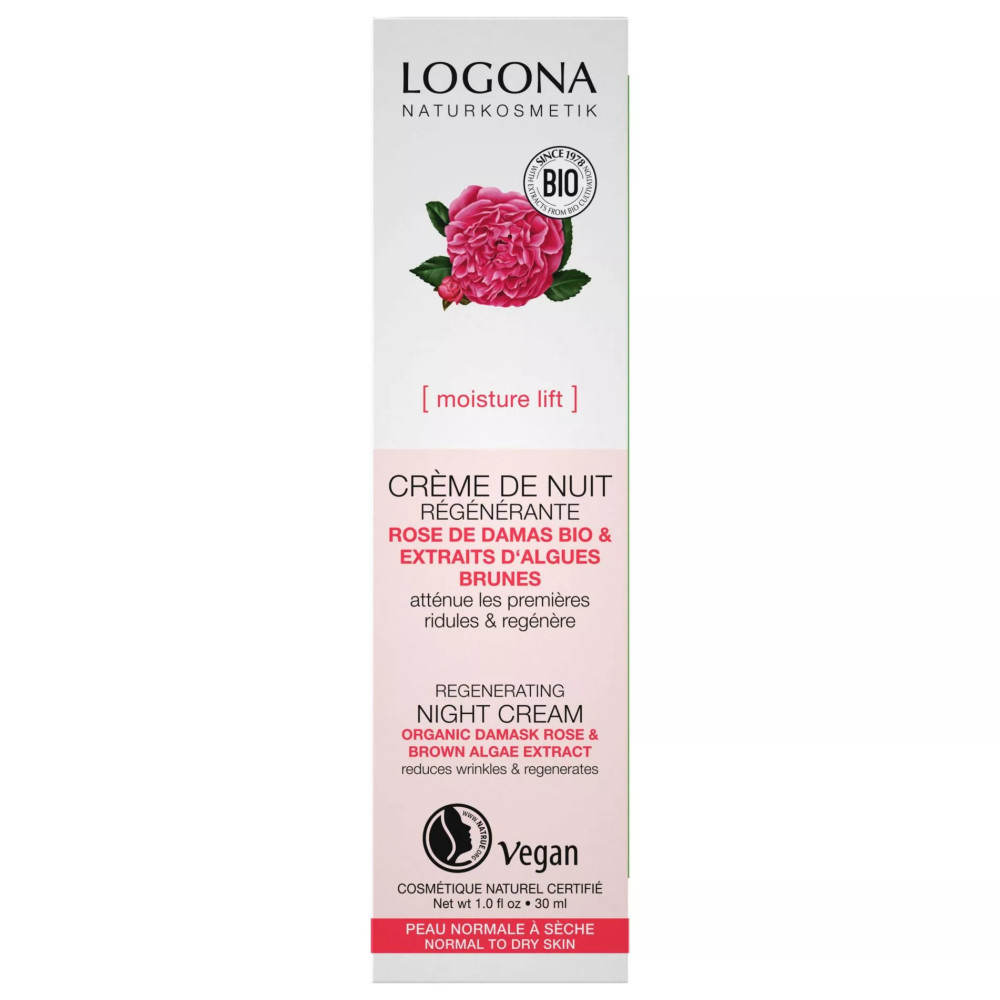 Logona Crème Nuit Régénérante Rose de Damas Bio 30ml