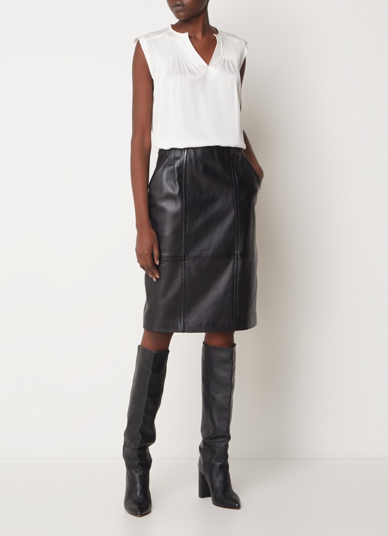 Jupe crayon midi en agneau HUGO BOSS Seleni avec poches latérales