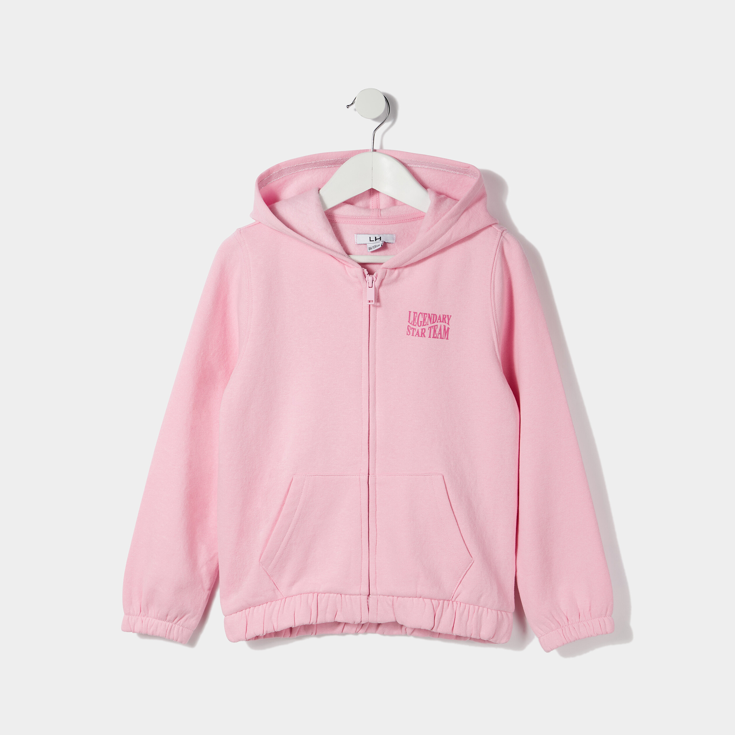 Sweat zippé molleton à capuche rose pastel fille | La Halle