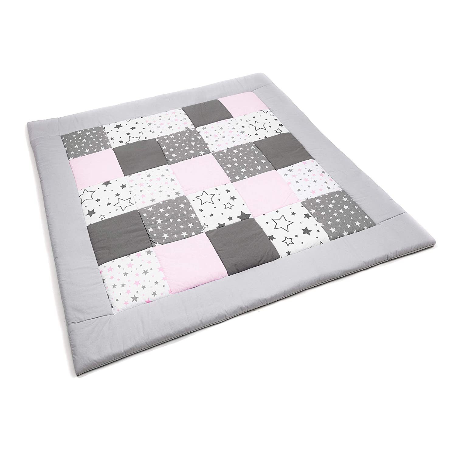 Krabbeldecke (Made in EU) Patchworkdecke, Patchwork: Spieldecke, Laufgittereinlage, Decke, Kuscheldecke, Spielmatte, Matte, Krabbelmatte, als Geschenk für Baby, Kinder, Erstausstattung M059, Amilian