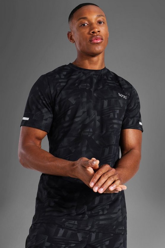 Man Active T-Shirt mit abstraktem Print